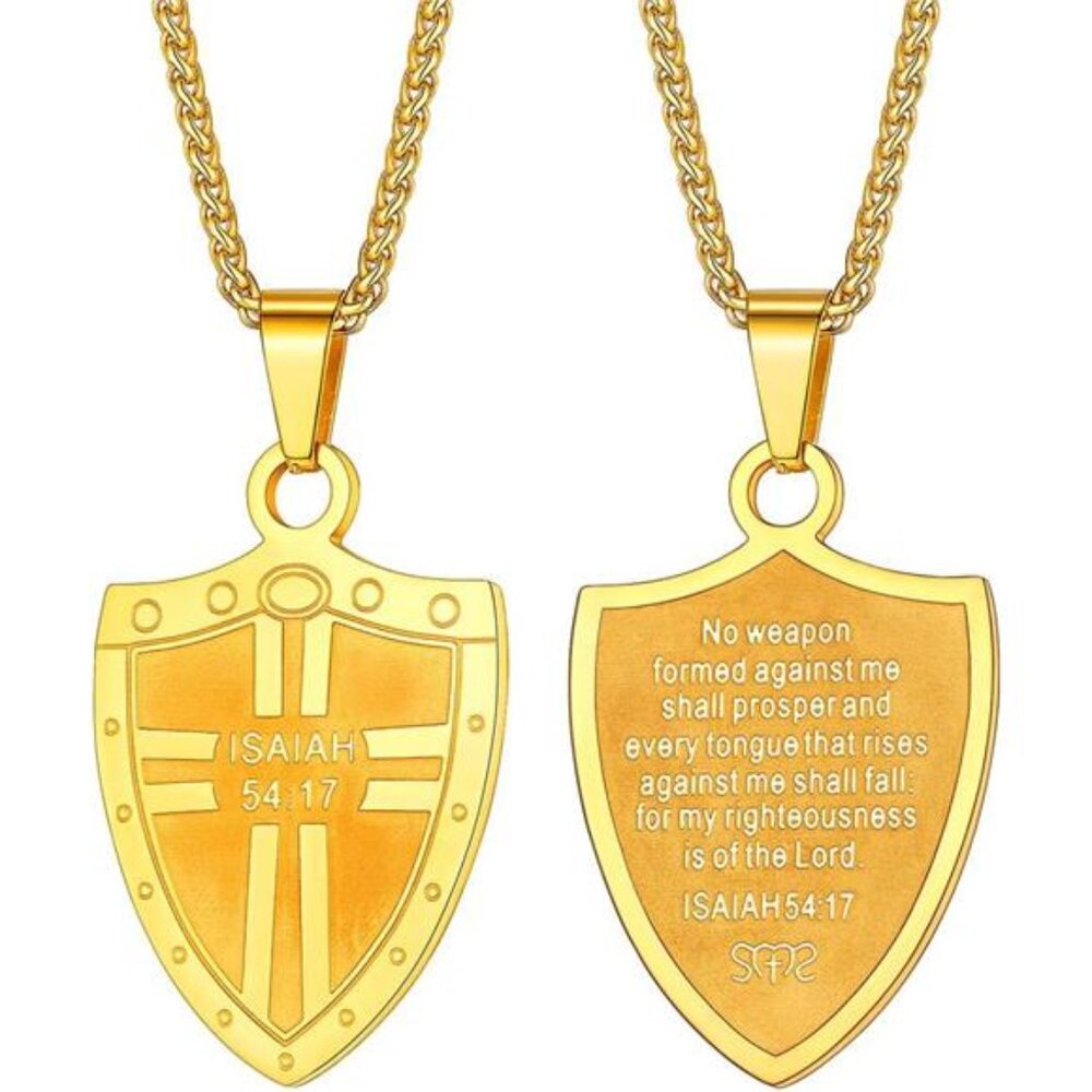 Bible Verse Necklace for Men, Armor of God Necklace, Dog Tags Pendant Trendy